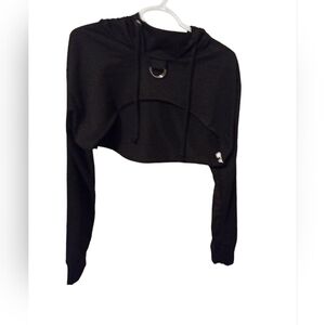 Shein Cropped Bolero Drawstring Black Sweater Crop Top Tiny Top‎ Size L